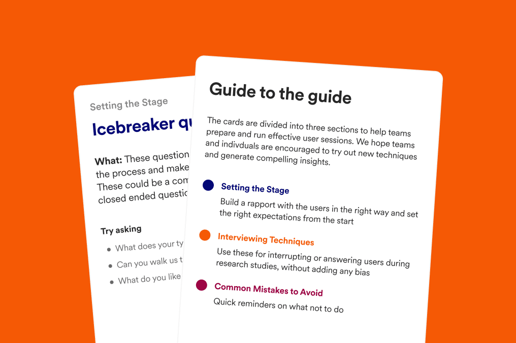 Research cards for running effective user sessions
