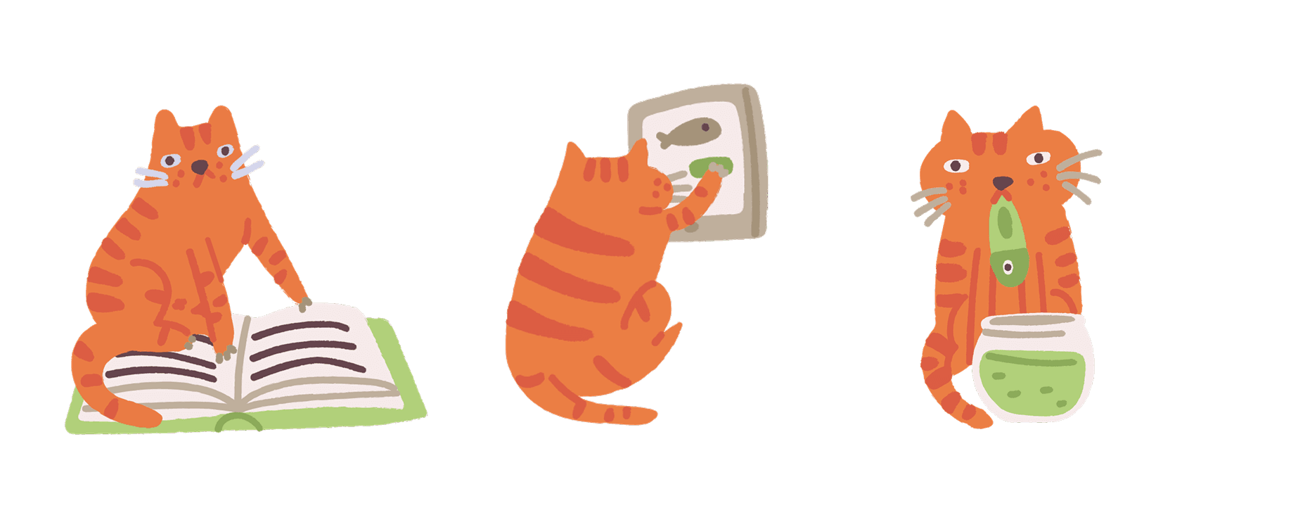 Foody illustrations — playful cooking cats